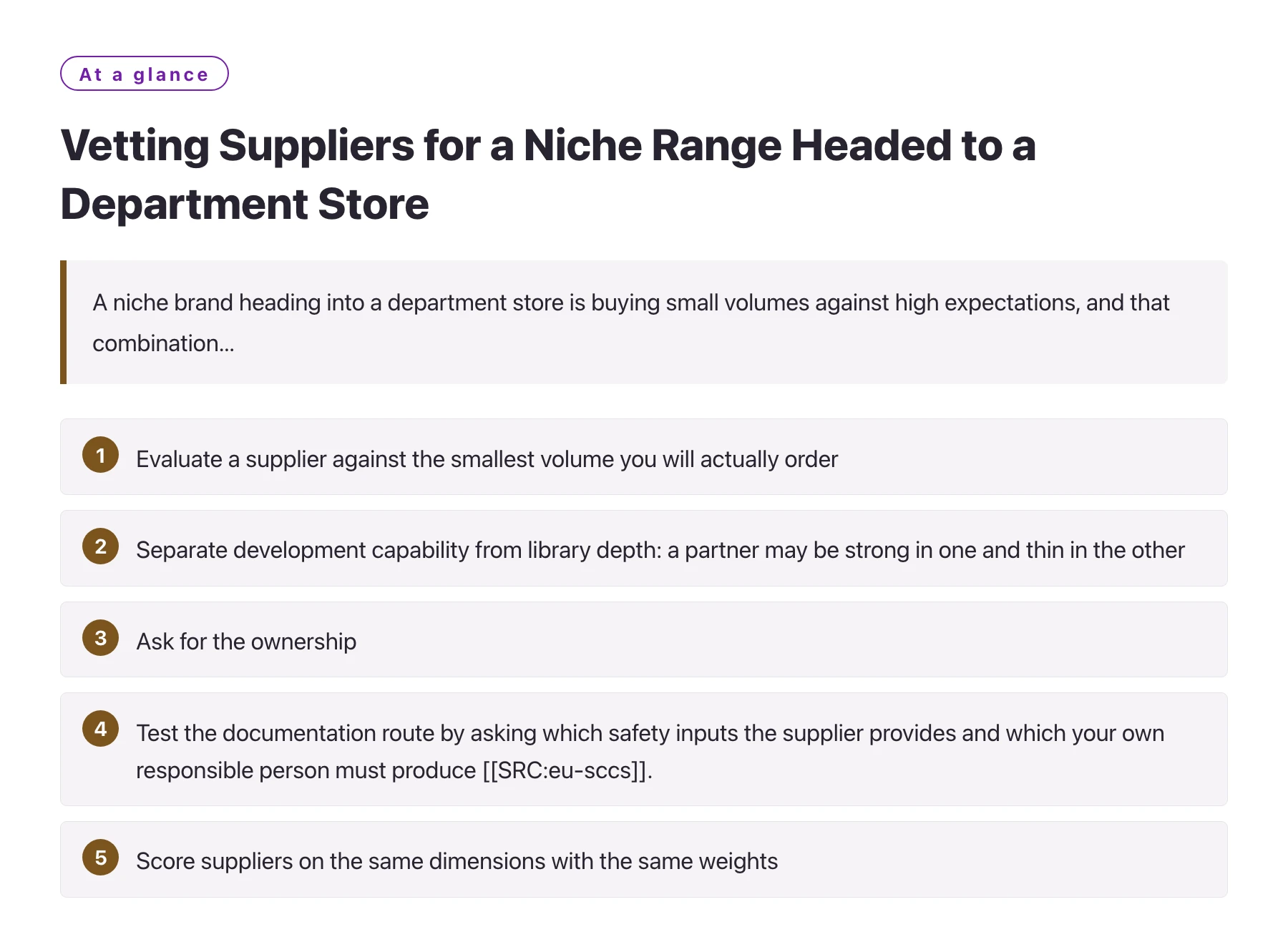 Vetting Suppliers for a Niche Range Headed to a Department Store——全文要点速览